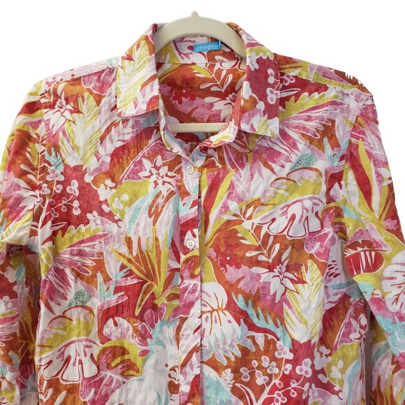 J. McLaughlin Tropical Print Button Down Shirt Size Small - Picture 4 of 6